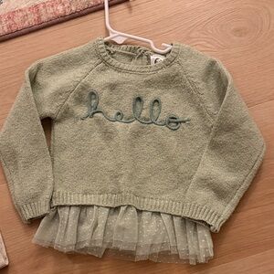 Gerber Light Green Sweater with Tulle Hem